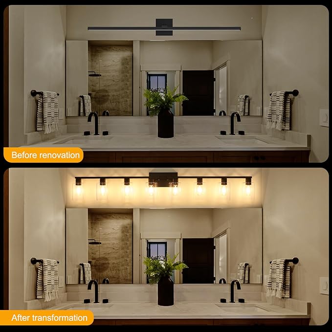 8-Light Black Vanity Light Fixtures