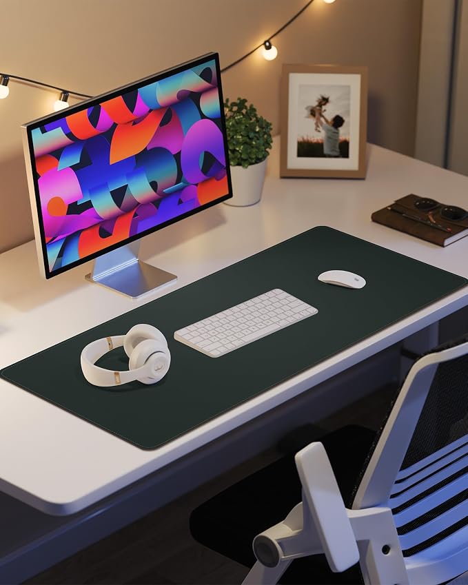 Leather Desk Pad Protector, Non-Slip PU Leather Blotter, Laptop Desk Pad