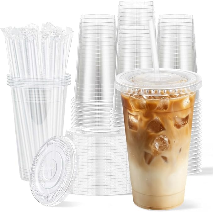Clawsoff 100 Pack 20 oz Disposable Clear Plastic Cups