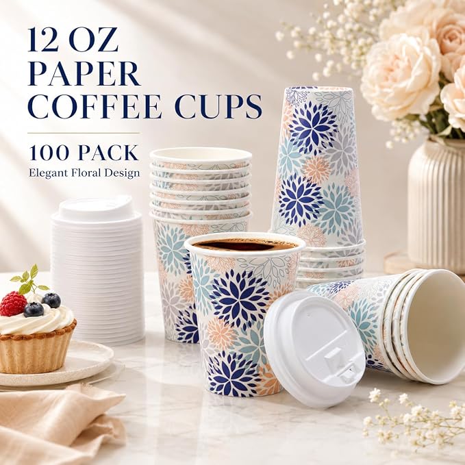 Tamone 100 PACK 12OZ Disposable Coffee Cups