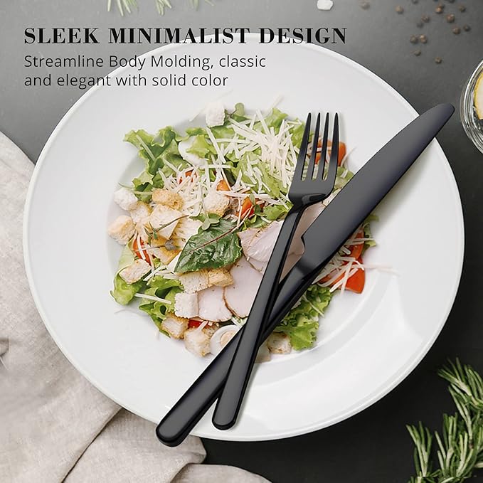 Black Silverware Set, 40 Piece Flatware Set
