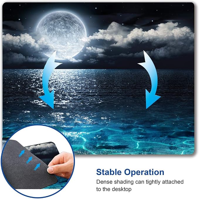 Moon Illuminating The Clear Blue Ocean Design Mouse Pad, Mouse Mat Square