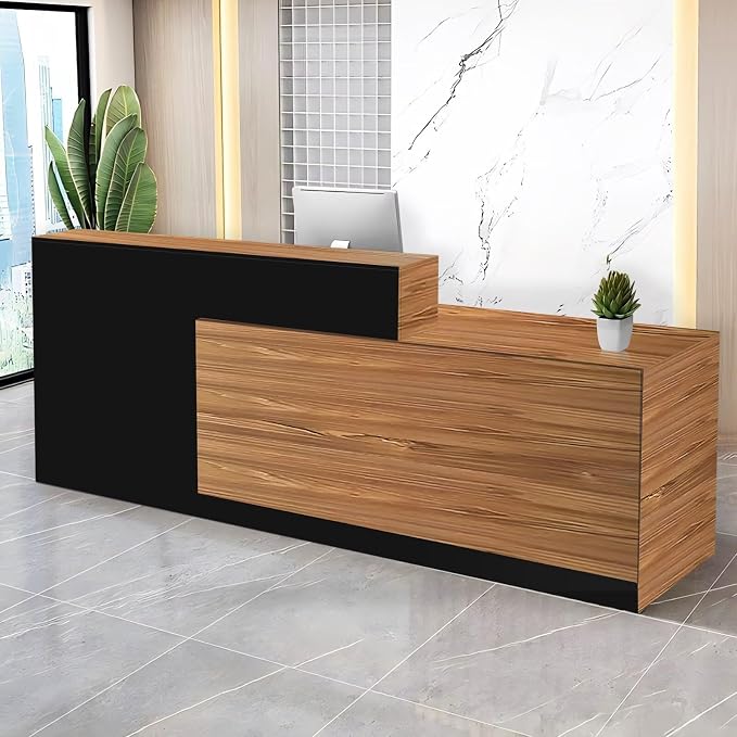 Reception Desk with Counter Modern Checkout Counter with Lockable Drawer