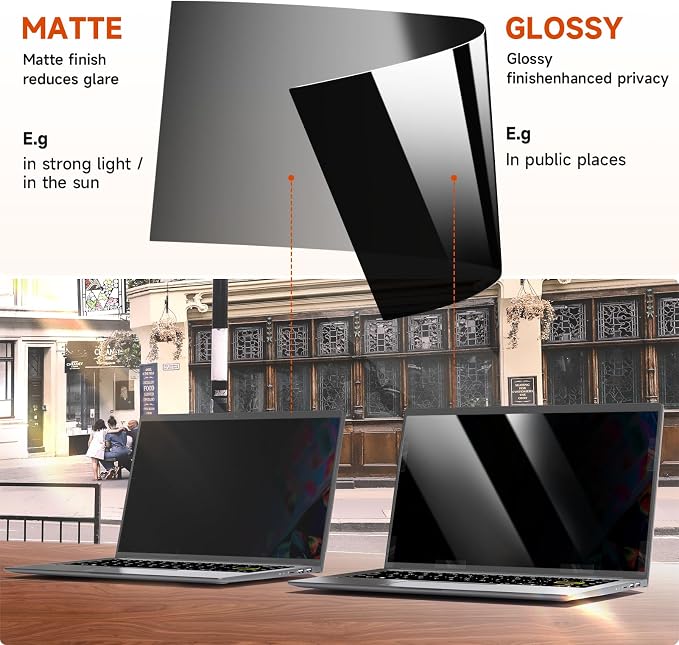 Mamol Laptop Privacy Screen 17.3 Inch, Anti Blue Light Glare Filter, Removable