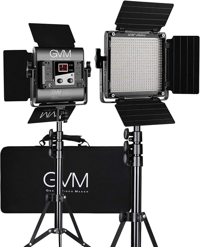 GVM 560 LED Video Light, Dimmable Bi-Color, 2 Packs Photography Lighting