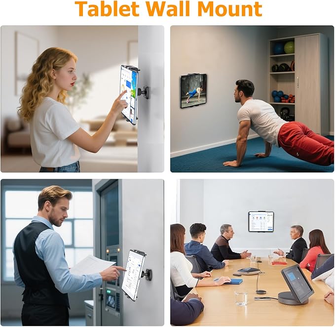 OHLPRO Tablet Wall Mount Holder 360° Rotating Adjustable Universal iPad Stand