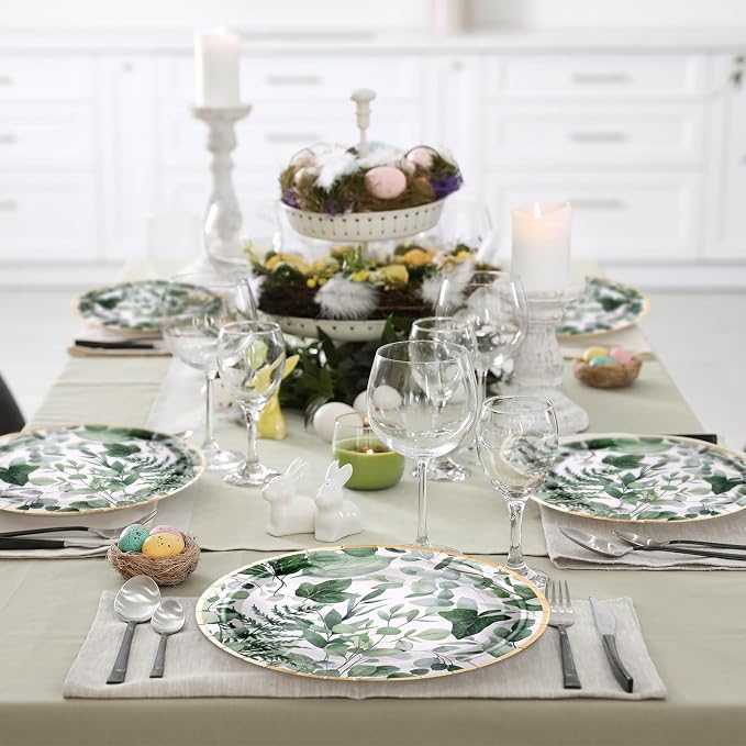 WRAPAHOLIC 25Pcs Eucalyptus Paper Plates