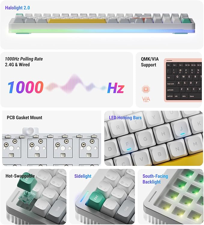 nuphy Halo96 V2 Wireless Mechanical Keyboard, 96% Hot Swappable, 99 Keys RGB
