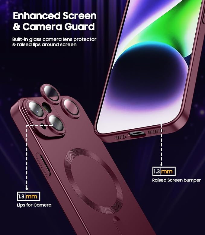 Magnetic for iPhone 14 Case Slim Soft Silicone Bumper Shockproof Metallic