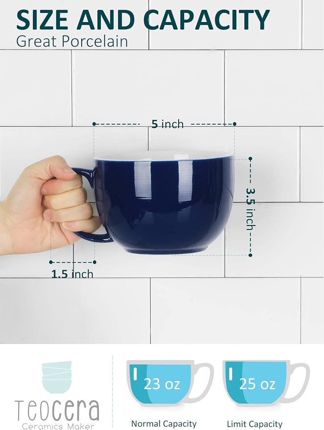 Teocera Porcelain Coffee Mugs, Soup Mugs Bowls