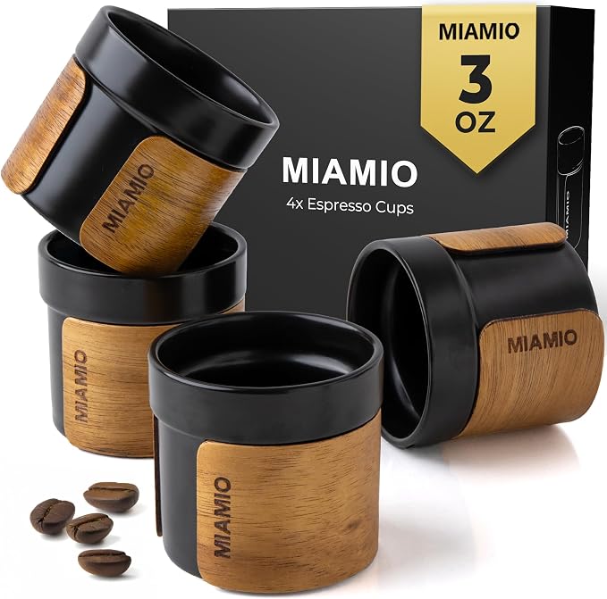 MIAMIO – Espresso Cups Set of 4 Japanese Tea Cups Ceramic/Handleless Mug