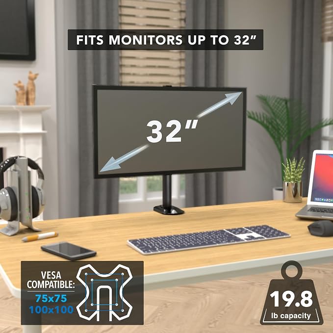 Mount-It! Single Monitor Desk Mount – Computer Screen Stand
