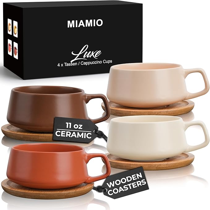 MIAMIO - Cappuccino Cup Set of 4, Ceramic - Luxe | Ceramic cappuccino cups and