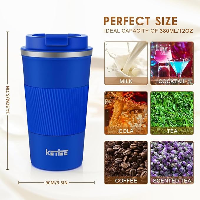 KETIEE Travel Coffee Mug 12oz: Insulated Travel Mug