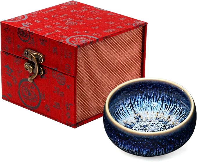 Tenmoku Ceramic Tea Cup, 3 oz Chinese Small Teacup