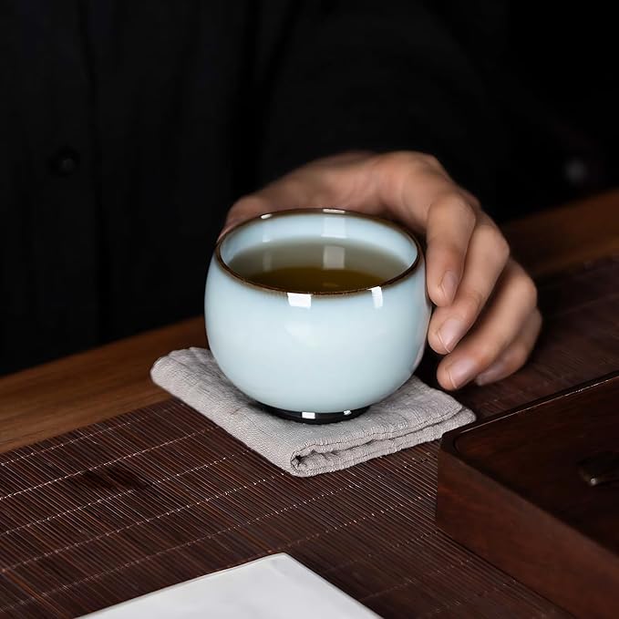 KAMMAK Japanese Tea Cups, 4 Oz Small Handmade Ceramic Teacups, Loose Leaf and