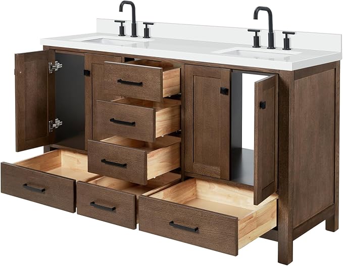 Cambridge 61 Inch Double Rectangular Sink Bathroom Vanity