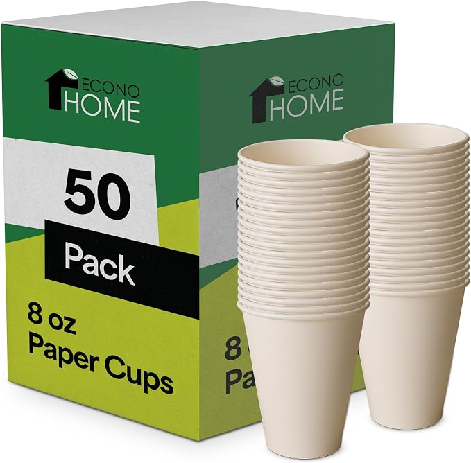 EconoHome 8 oz 50 Pack Disposable Coffee Paper Cups