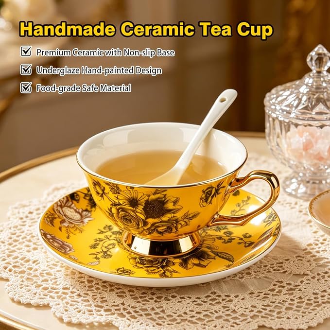 Elegant Floral Tea Cup and Saucer Set