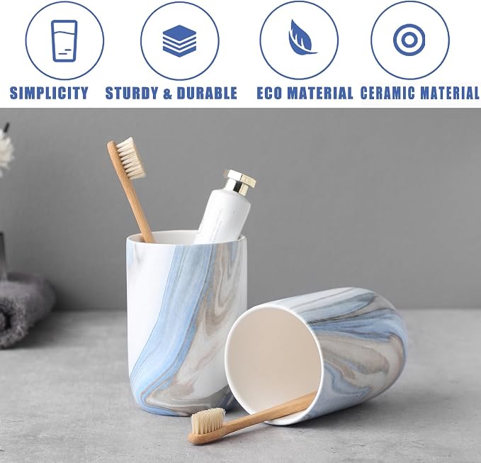 Blue Marble Toothbrush Holders