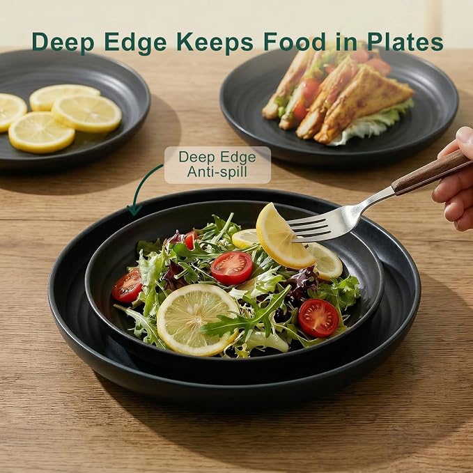 Plates and Bowls Sets for 8, Wheat Straw Dinnerware Sets 40 Piece, Unbreakable