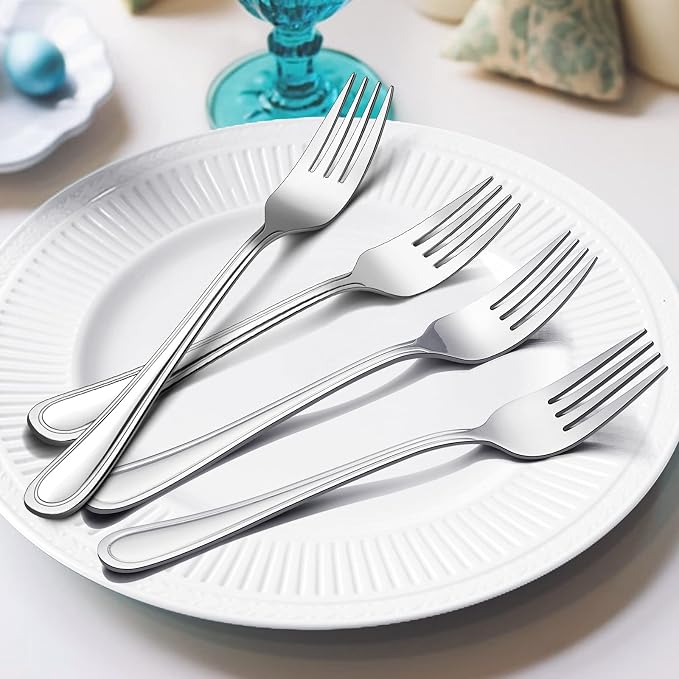Dinner Forks Set of 12, E-far 7.9 Inch Stainless Steel Forks