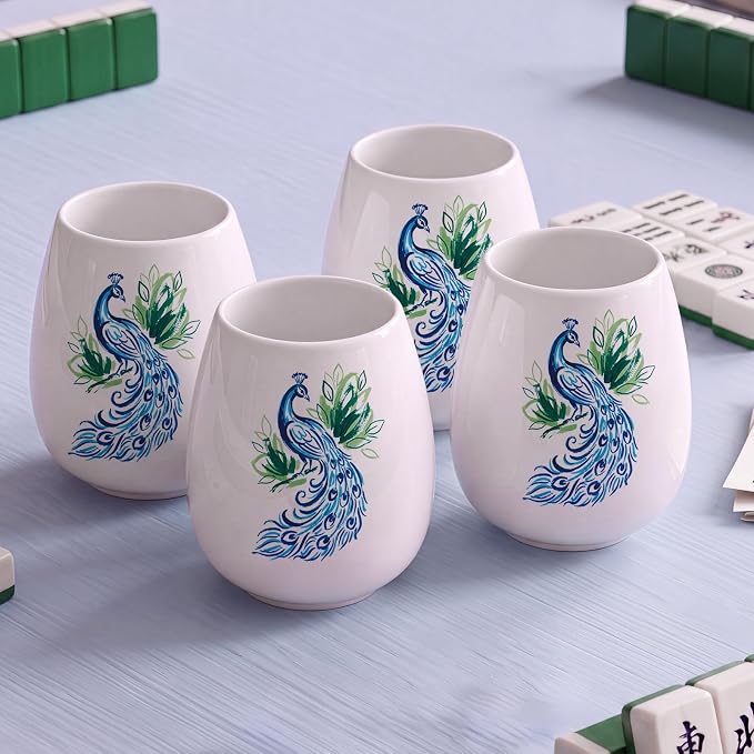 Qinyoung 4 Pcs 15 oz Mahjong Cups Wine Glass Mahjong Accessories and Gifts