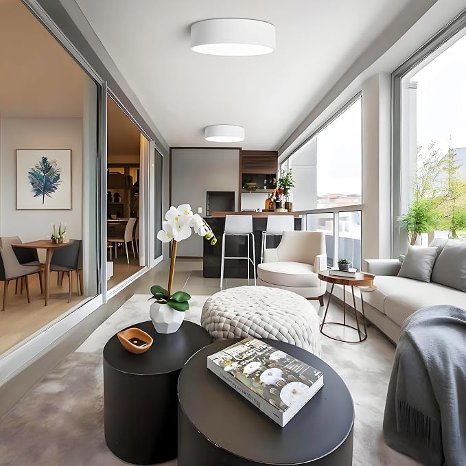 Dimmable LED White Flush Mount Ceiling Light Fixture