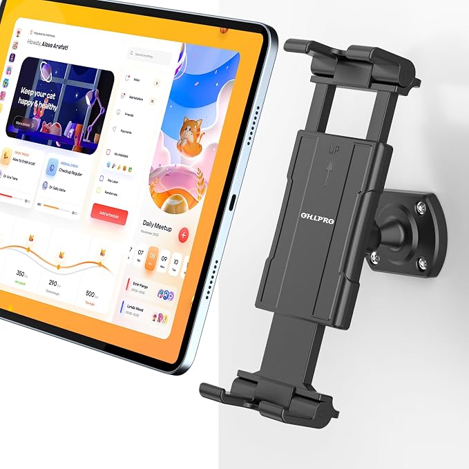 OHLPRO Tablet Wall Mount Holder 360° Rotating Adjustable Universal iPad Stand