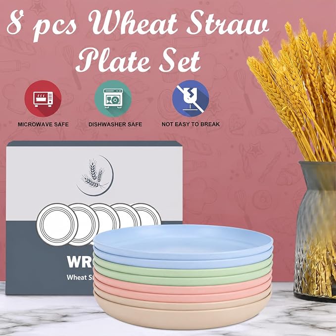 Wheat Straw Plates Sets for 8
