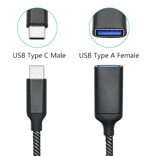USB Splitter Cable 1FT, USB Type C Male to Dual USB A Female Y Splitter Adapter