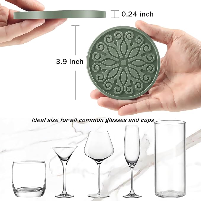 Coasters for Drinks, Resistant Reusable Silicone Coasters