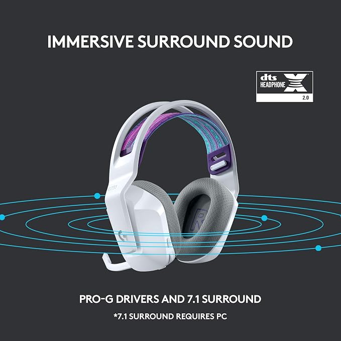 Logitech G733 Lightspeed Wireless Gaming Headset, Suspension Headband,