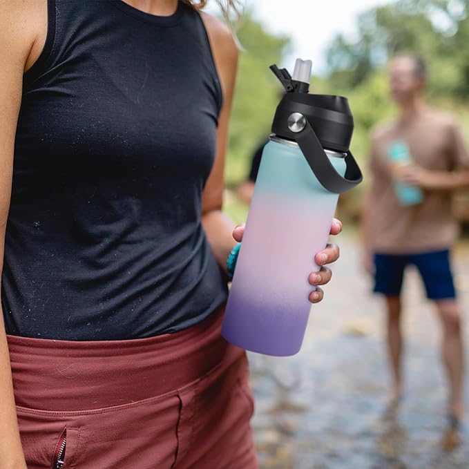 Fijinhom 24oz Insulated Stainless Steel Water Bottle, Wide Mouth Double Wall