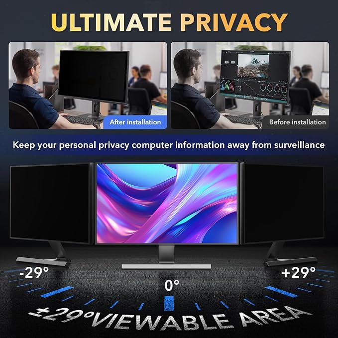 Magnetic Invisible Hidden Design Computer Privacy Screen Filter 24 Inch