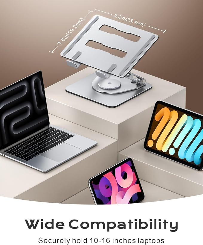Laptop Stand for Desk 360° Flexible Rotating, Ergonomic Adjustable Laptop Riser