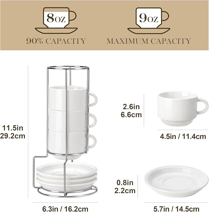 MALACASA 8 OZ Porcelain Espresso Cups