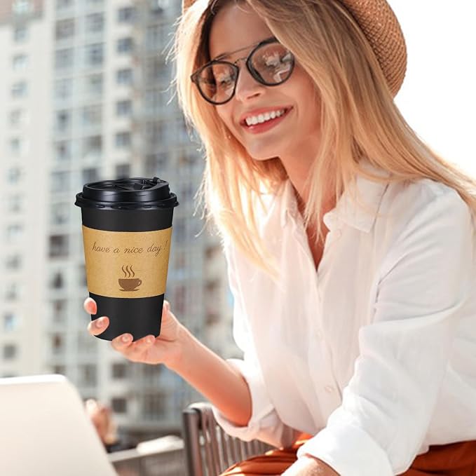 Lamosi 100 Pack 16 oz Coffee Cups, Disposable To Go Paper Cups