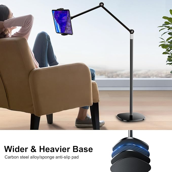 OATSBASF Tablet Floor Stand, Overhead Bed Phone Mount, Height & 360 Degree