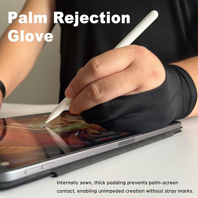 Drawing Glove, Artist Glove for Drawing Tablet iPad, Digital Art Palm Rejection