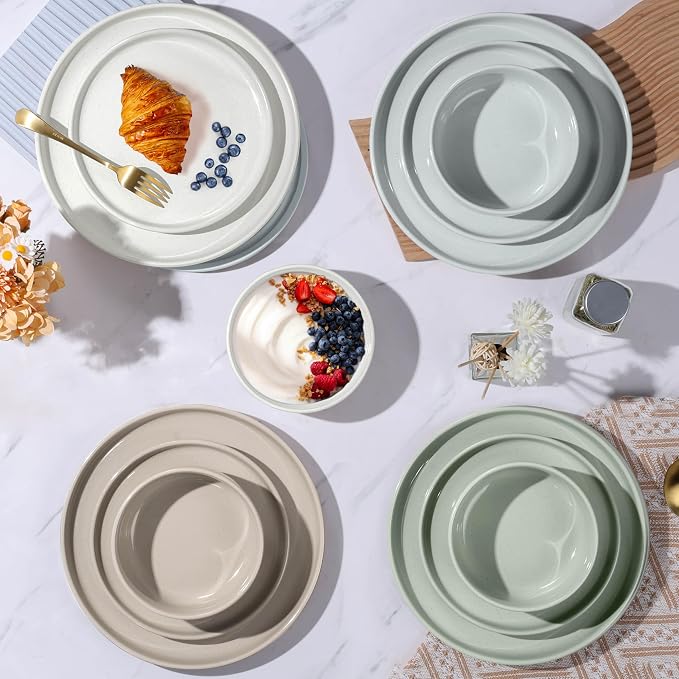 LIANYU 12 Piece Ceramic Dinnerware Set, Stoneware Dinner Dish Set