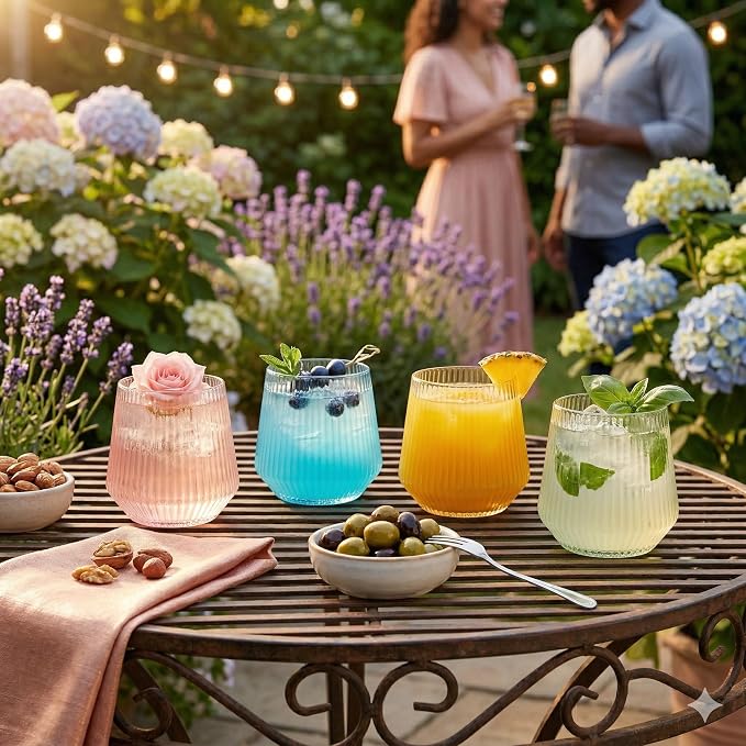40 Pack Disposable Stemless Plastic Wine Glasses 12 oz