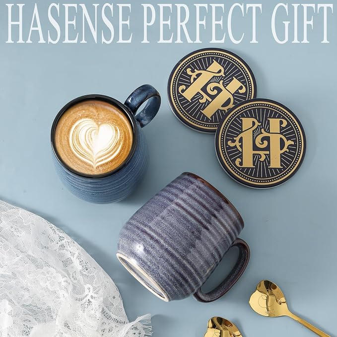 HASENSE Ceramic Coffee Mug Set, 20 Oz Tea Cups
