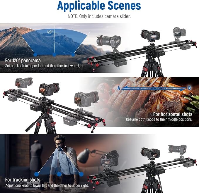 NEEWER 47.2”/120cm Motorized Camera Slider, App Wireless Control Carbon Fiber