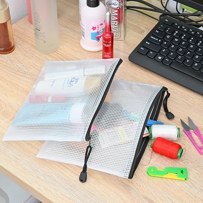AUSTARK 20 Pcs Zipper File Bags, Plastic Mesh Pouch, Board Game Storage Bag