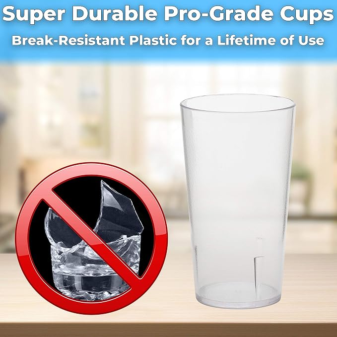 Restaurant Grade, BPA-Free 12oz Clear Plastic Cups 12pk. Super Durable