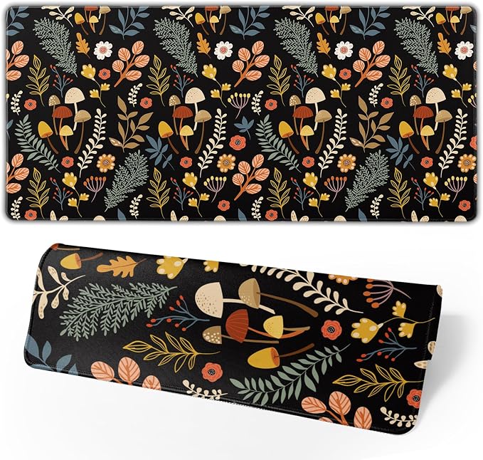 Gaming Mouse Pad Floral Desk Mat, Botanical Mouse Pad, Vintage Desk Mat