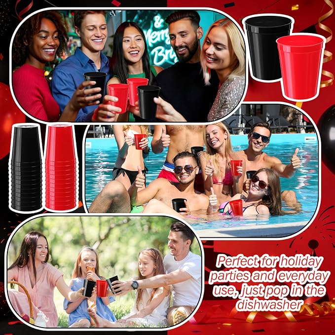 Yungyan 50 Pack 16 oz Stadium Cups Reusable Plastic Cups Blank Drink Stadium