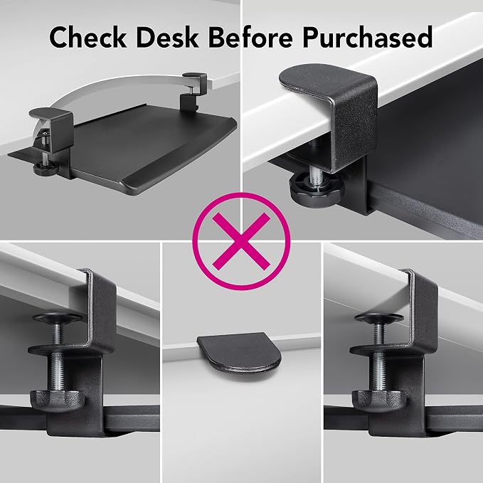EHO Clamp-On Retractable Adjustable Keyboard Tray, Under Desk Ergonomic