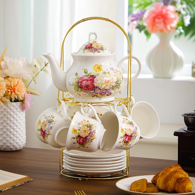 20-Pieces Porcelain Tea Sets For Women, Tea Set For Adult